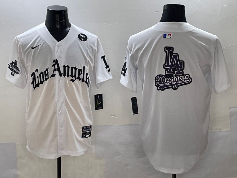 Men Los Angeles Dodgers Blank White Five generations Joint Name 2025 Nike MLB Jersey style 67->los angeles dodgers->MLB Jersey